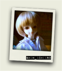 polaroid-style photograph of a blond doll in a frilly white jacket